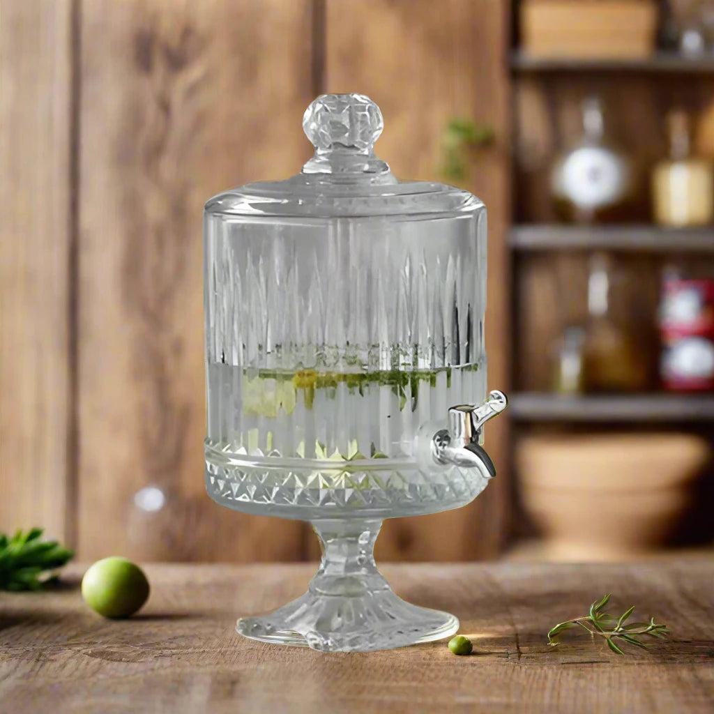 Stripped Glass Juice Dispenser