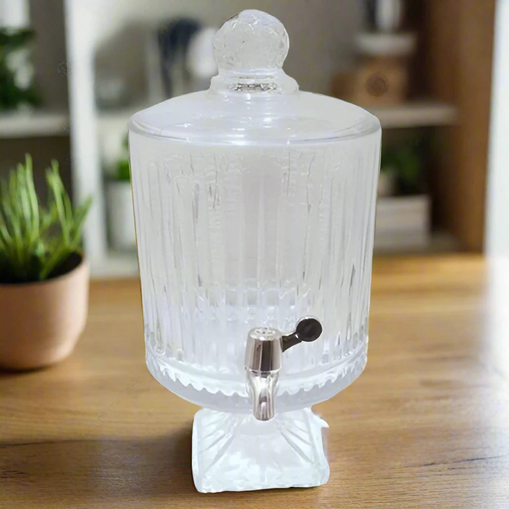 Stripped Glass Juice Dispenser