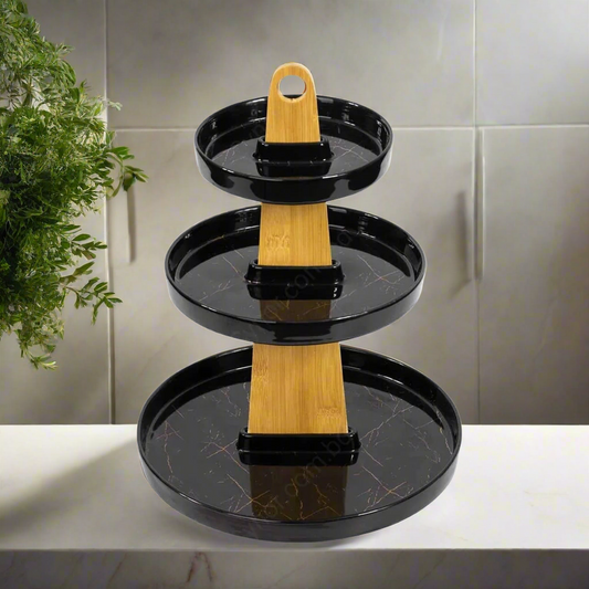 Black Nordic Style Three Tier Serving Tray