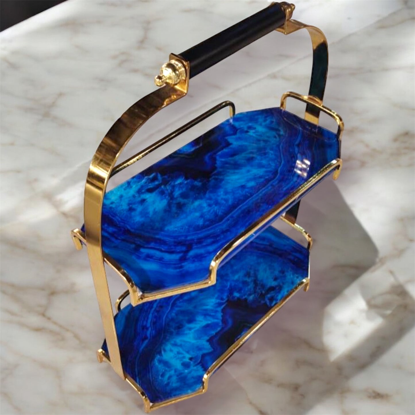 Luxury Deep Blue Dual Marble Stand -