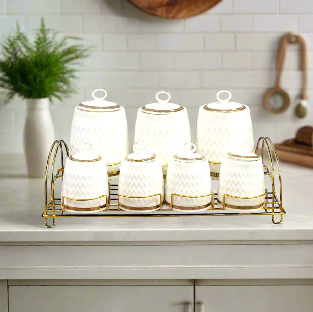 “Golden Geometric Canister Set”