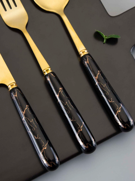 Black Marble Cutlery Set -