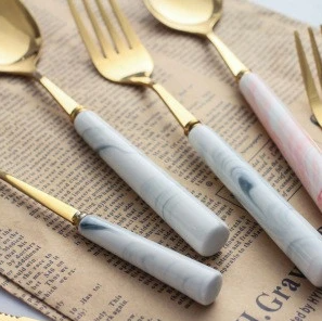 White Marble Cutlery Set -