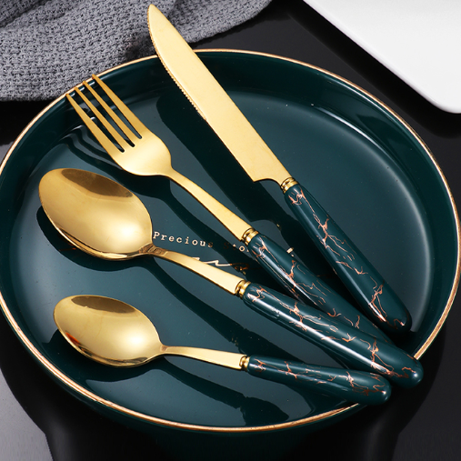 Turquoise Marble Cutlery Set -