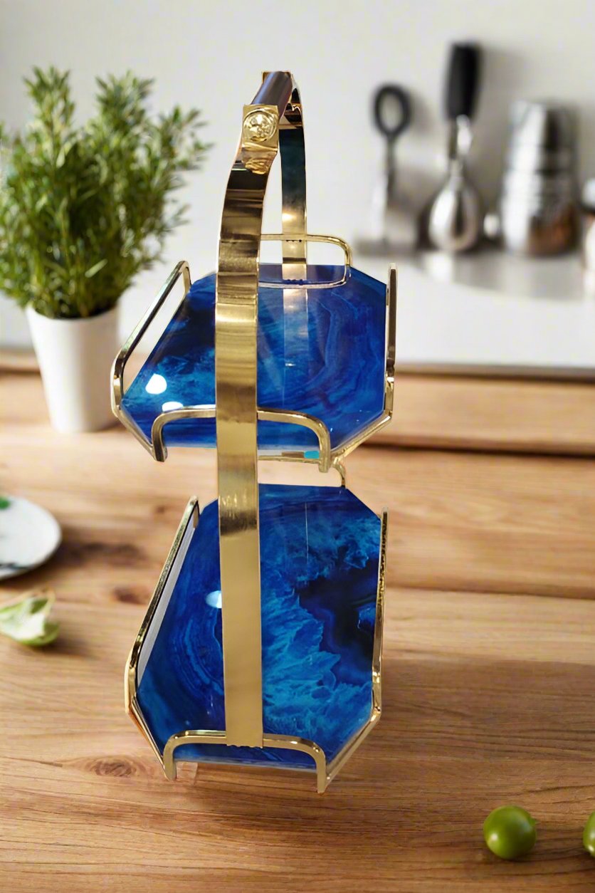 Luxury Deep Blue Dual Marble Stand -