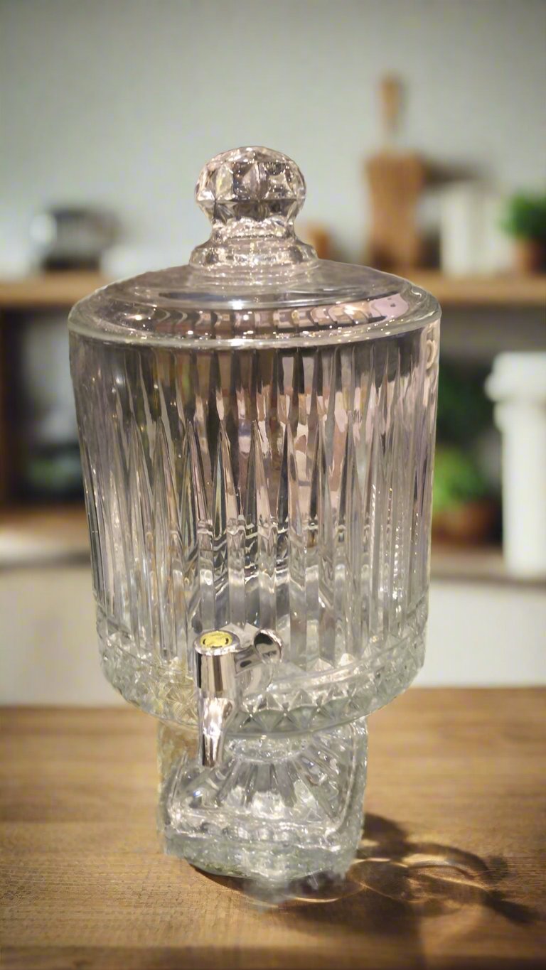 Stripped Glass Juice Dispenser