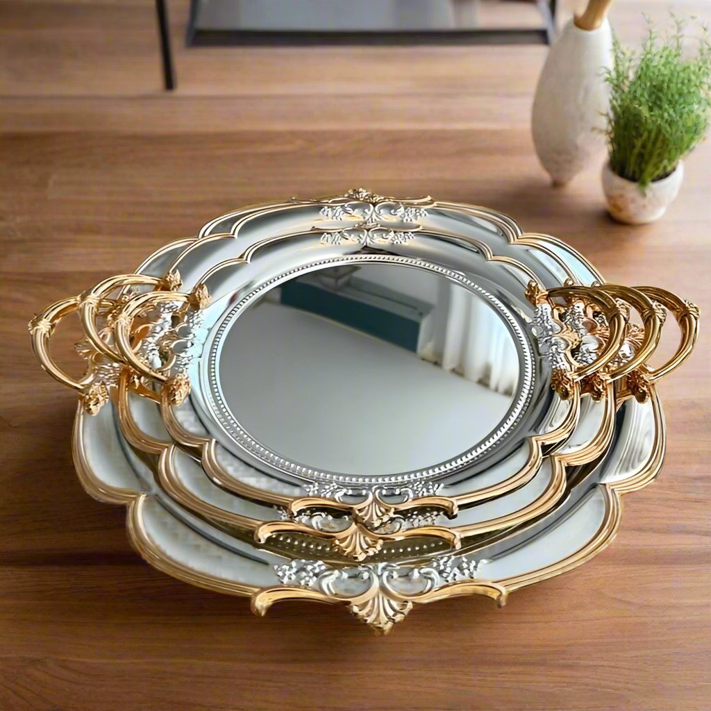 Luxurious Baroque-Inspired Decorative Tray Set