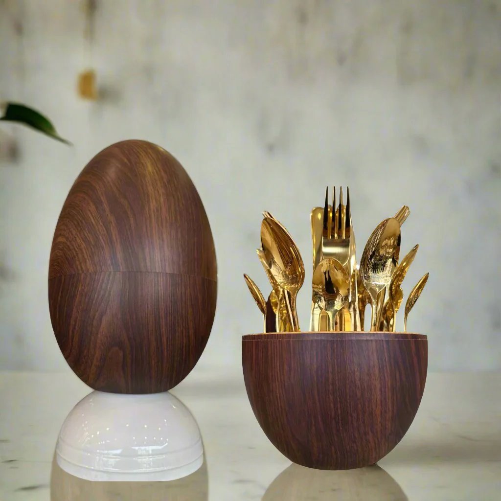 24-Piece Wooden Gold Egg Shape Luxury Set -