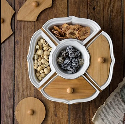 Bamboo Porcelain Rotating System Comprising 5 Compartments