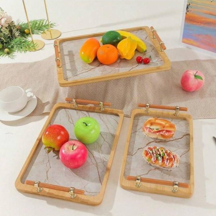 Bamboo Serving Tray Set of 3